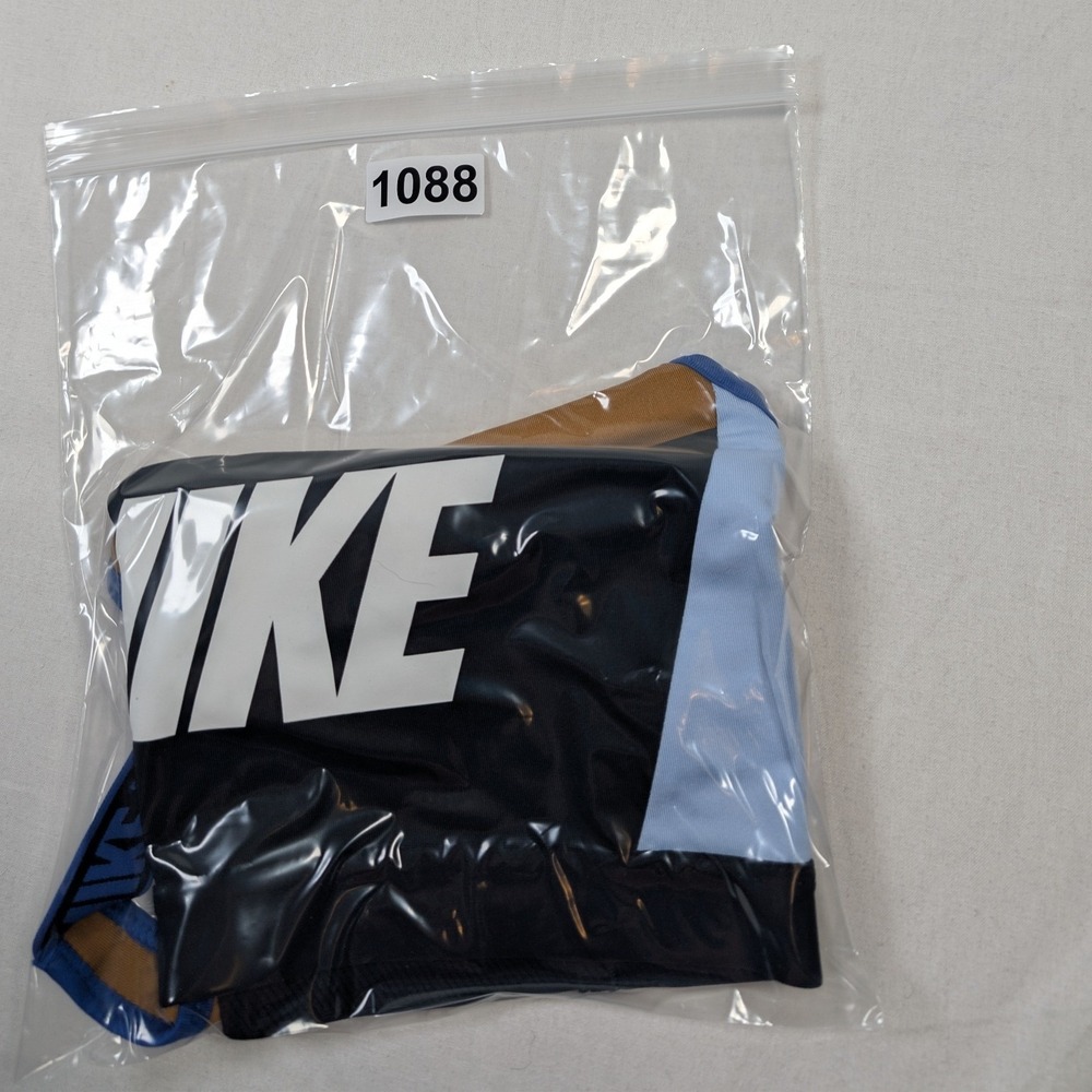Nike Women Dri-FIT Colorblock Sports Bra Medium Blue Gold Black - Picture 5 of 5